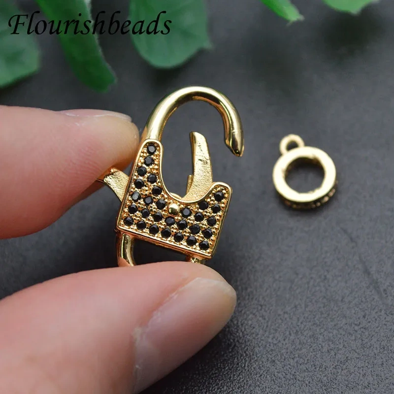5pcs CZ Beads Paved Spring Clasps Copper Connectors Jewelry Making Supplies for DIY Bracelet Necklaces Hand Made Accessories