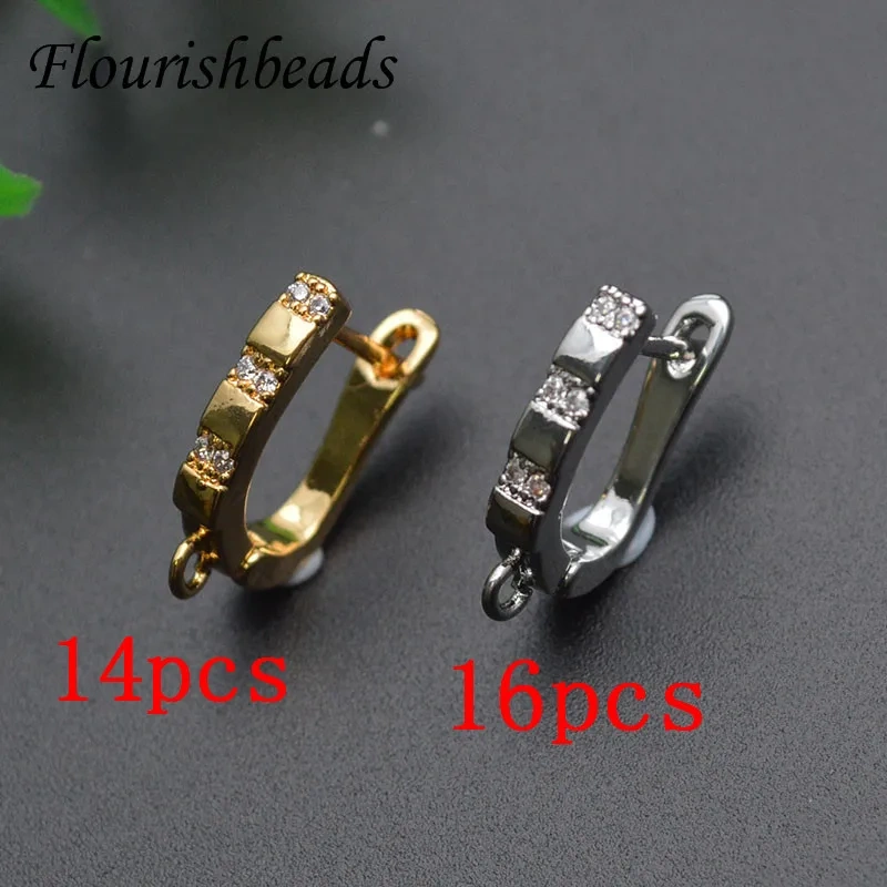 New Arrived CZ Beads Paved Circular Arch Shape Earring Hooks for DIY Jewelry Making Accessories Supplier 30pcs/lot