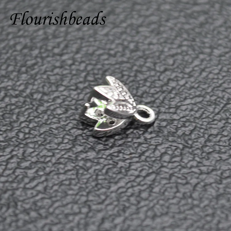 Nickle Free CZ Paved Gold Rhodium Plating Maple Leaf Shape Pendant Bails Pinch Clip Clasp for Earring Jewelry Making 50pcs
