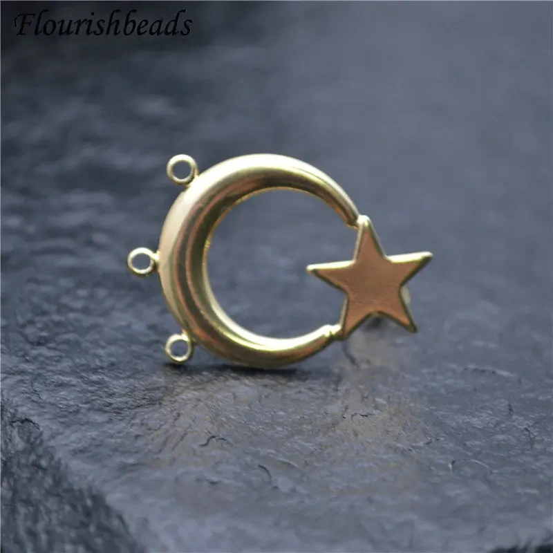 Anti-rust Gold Color Moon Star Shape with Multi Loops Metal Ear Stud Brass Fashion Jewelry Findings Earrings DIY Materials