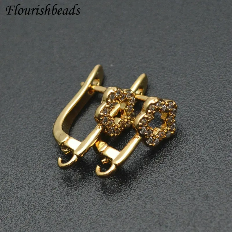 30pc Flower Shape Nickle Free Anti-Fading Gold Color Metal Brass Earring Hooks Jewelry Findings