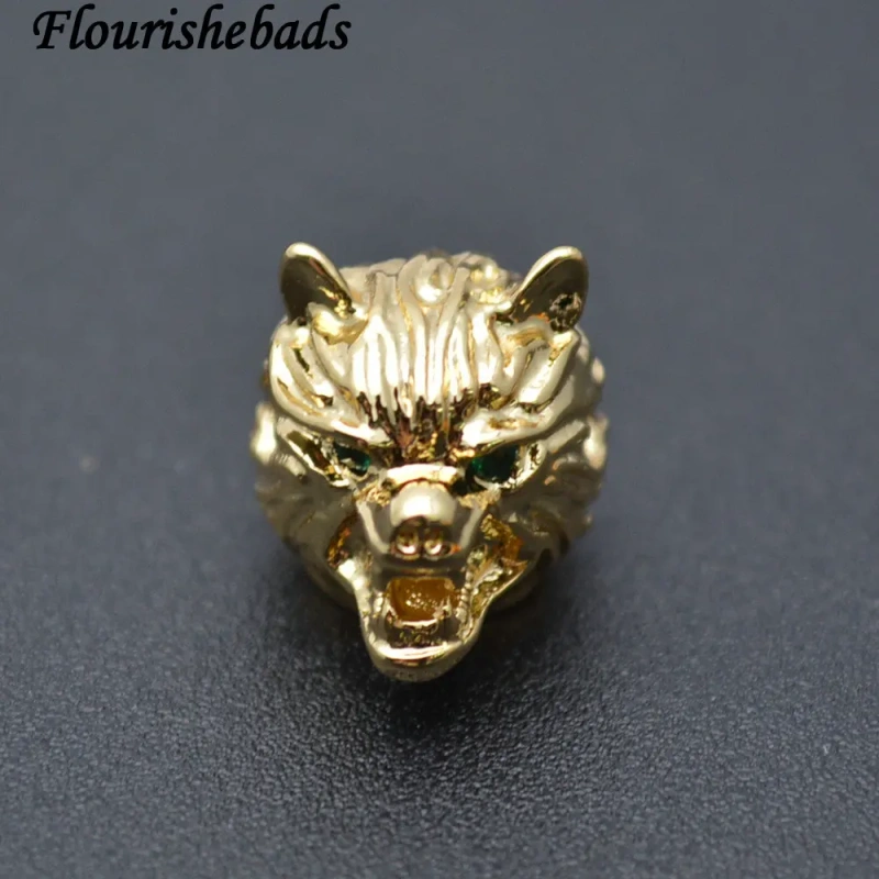 Anti-rust New Design 10x14mm Metal Copper Leopard Head Spacer Loose Beads Bracelet Charms Fit Jewelry Making