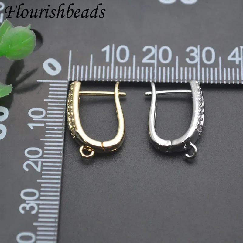 18K Real Gold Plated Paved CZ Beads Earwire Earring Hooks Accessories for  Women DIY Nickel Free Earrings Making 30pcs/lot