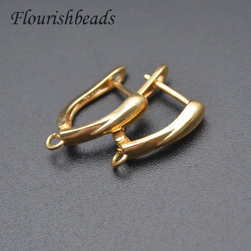 Beautiful Design Brass Metal Smooth Nickel Free Gold Plated Earring Hooks for DIY Jewelry Making Supplier 30pcs Per Lot