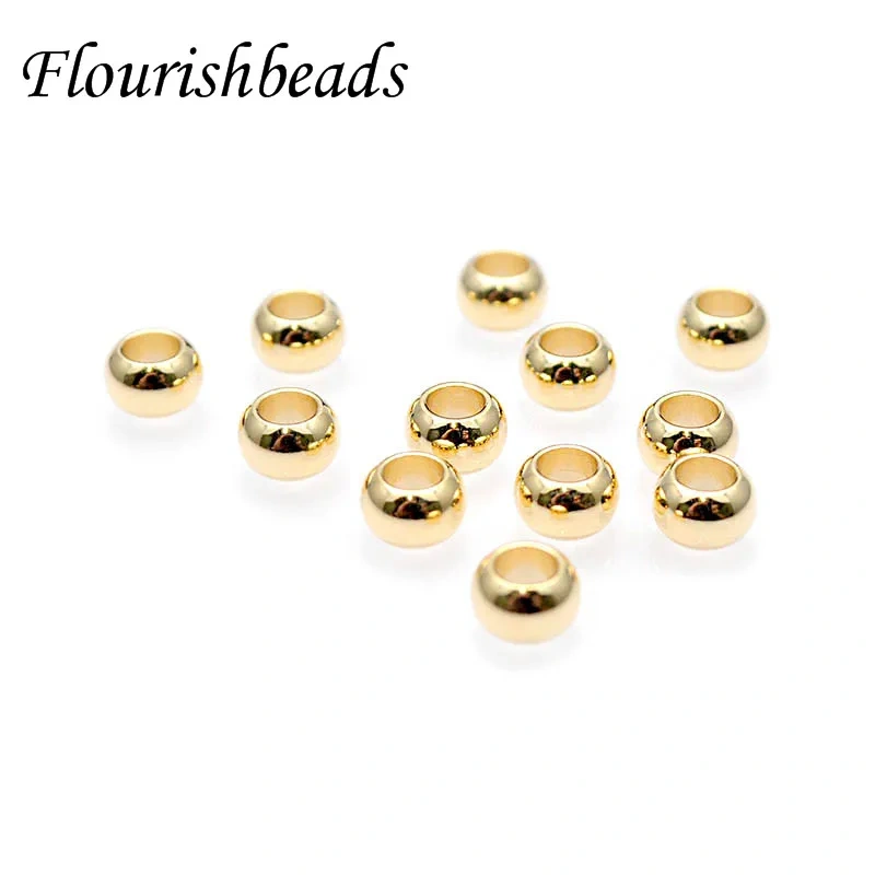 Wholesale 200pcs Jewelry Findings Diy 3mm Hole Gold Round Metal Beads Smooth Ball Spacer Loose Beads for Jewelry Making