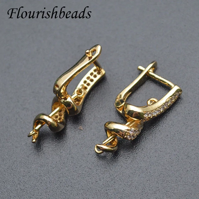 Unique Shape High Quality Nickel Free Gold Color Earring Hooks Clasp DIY CZ Accessories for Jewelry Making 20pcs/lot