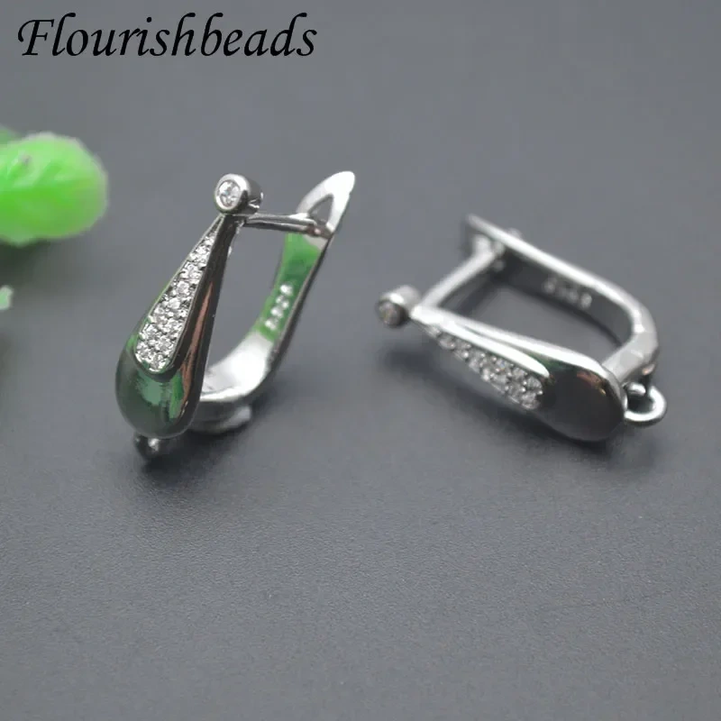 New Arrived 18k Gold Plated Paved CZ Beads Earring Hooks Earwire Accessories for Fashion Earrings Making 30pcs/lot