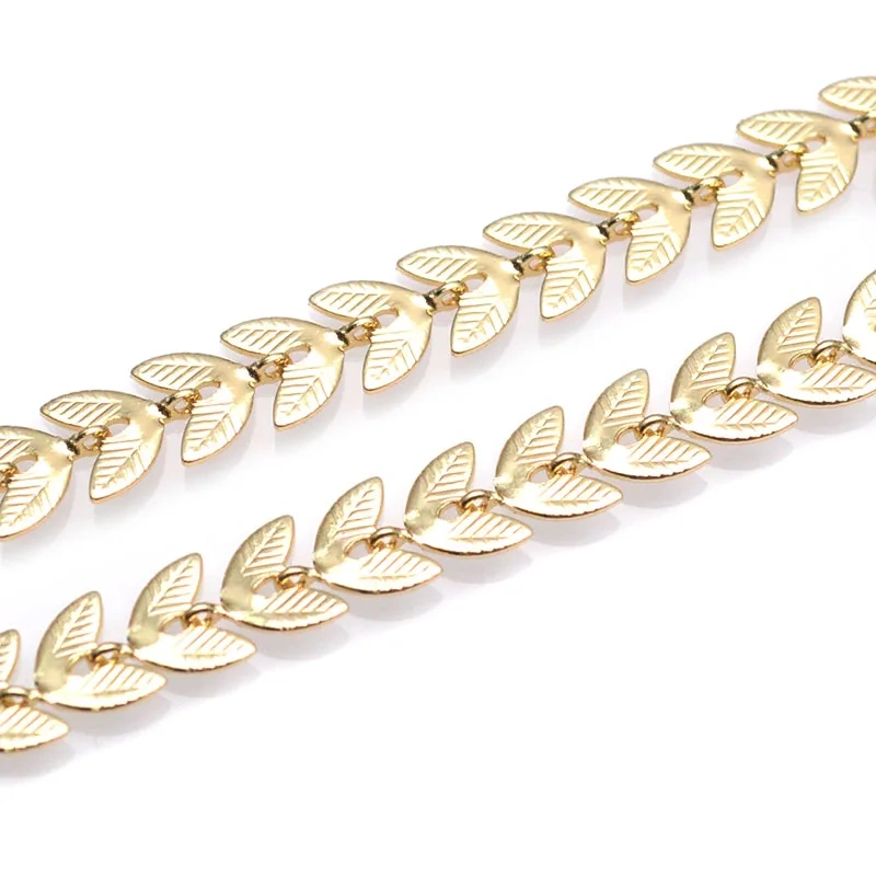 10 Meter Real Gold Plating Leaf Lip Heart Coin Shape Charm Link Chains DIY Handmade Accessories for Necklace Jewelry Making