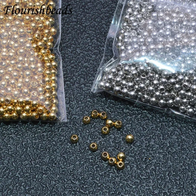 2000pcs/bag Real Gold Plating Metal Beads 2mm Round Beads for DIY Jewelry Making Components