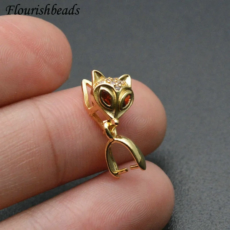 Fox Shape Handicraft Jewelry Clamp Pinch Clip Bail Charms Hooks Accessories for Women Gems Earrings Necklace Jewelry Making