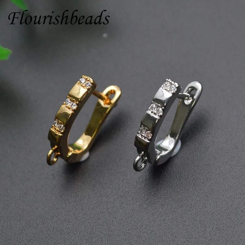 New Arrived CZ Beads Paved Circular Arch Shape Earring Hooks for DIY Jewelry Making Accessories Supplier 30pcs/lot