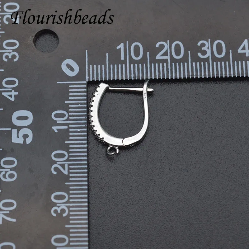 15x18mm Jewelry Findings Gold Color Nickel Free CZ Beads Paved Earring Hooks DIY Jewelry Making Parts 30pcs/lot