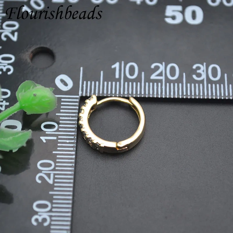 18K Gold Color Brass Paved CZ Beads Round Shape Earring Hooks Women Girl Party Jewelry Making Findings Supplies 30pcs/lot