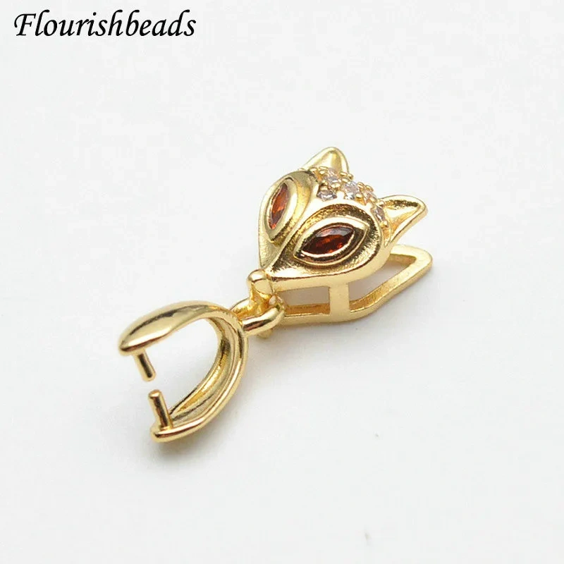 Fox Shape Handicraft Jewelry Clamp Pinch Clip Bail Charms Hooks Accessories for Women Gems Earrings Necklace Jewelry Making