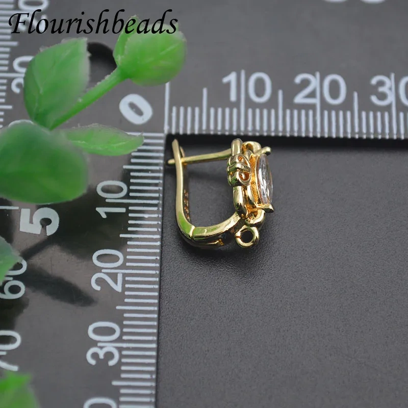 New Style Zirconia Flower Vintage Gold Earring Hooks Shvenzy Ear Wire for DIY Earrings Jewelry Making 30pcs/lot