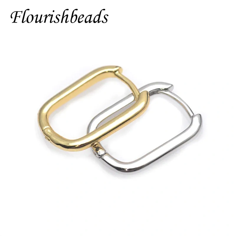 Wholesale 30pcs/lot Nickel Free Gold Silver Color U Shape Earrings Hoop for Women Fashion Jewelry 17x20mm
