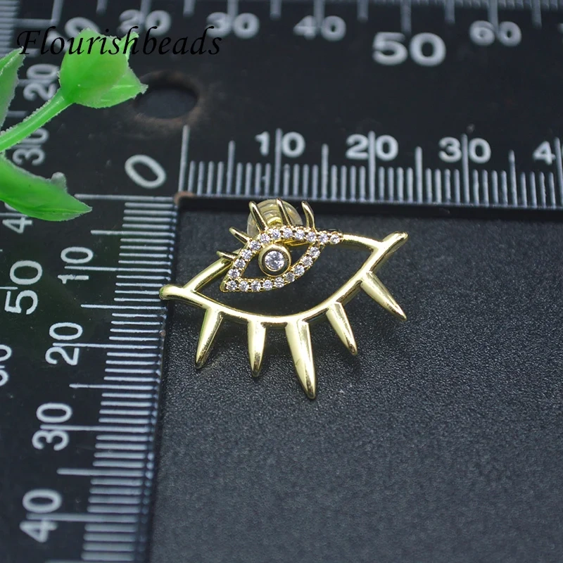 Popular New Style Personalized Earrings Turkish Evil Eye Stud Earring Gold Plated CZ Beads Paved Nickel Free Fashion Jewelry
