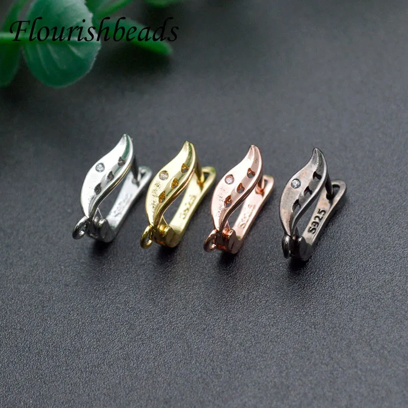 Wholesale Multiple Colour Nickle Free Gold Plating Metal Leaf Shape Earring Hooks for Fine Jewelry Making Parts 30pcs/lot