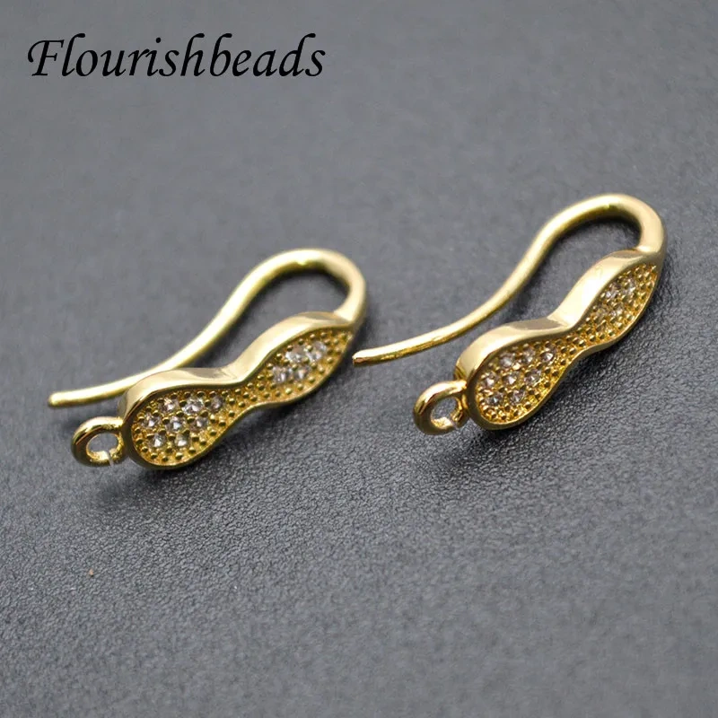 Various Color Nickle Free Anti Rust Zircon Beads Paved Gourd Shape Earring Hooks for DIY Jewelry Making Supplier 20pcs/lot