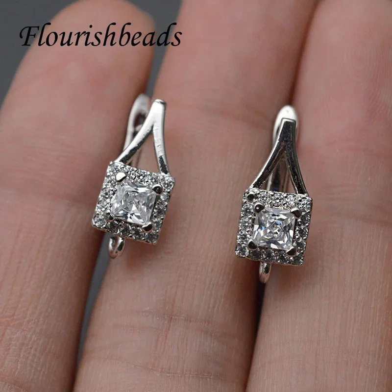 Rhinestones Beads Paved Nickle Free Rhodium Color Earring Hooks for Dangle Earring  Jewelry Making Accessories 30pcs/lot