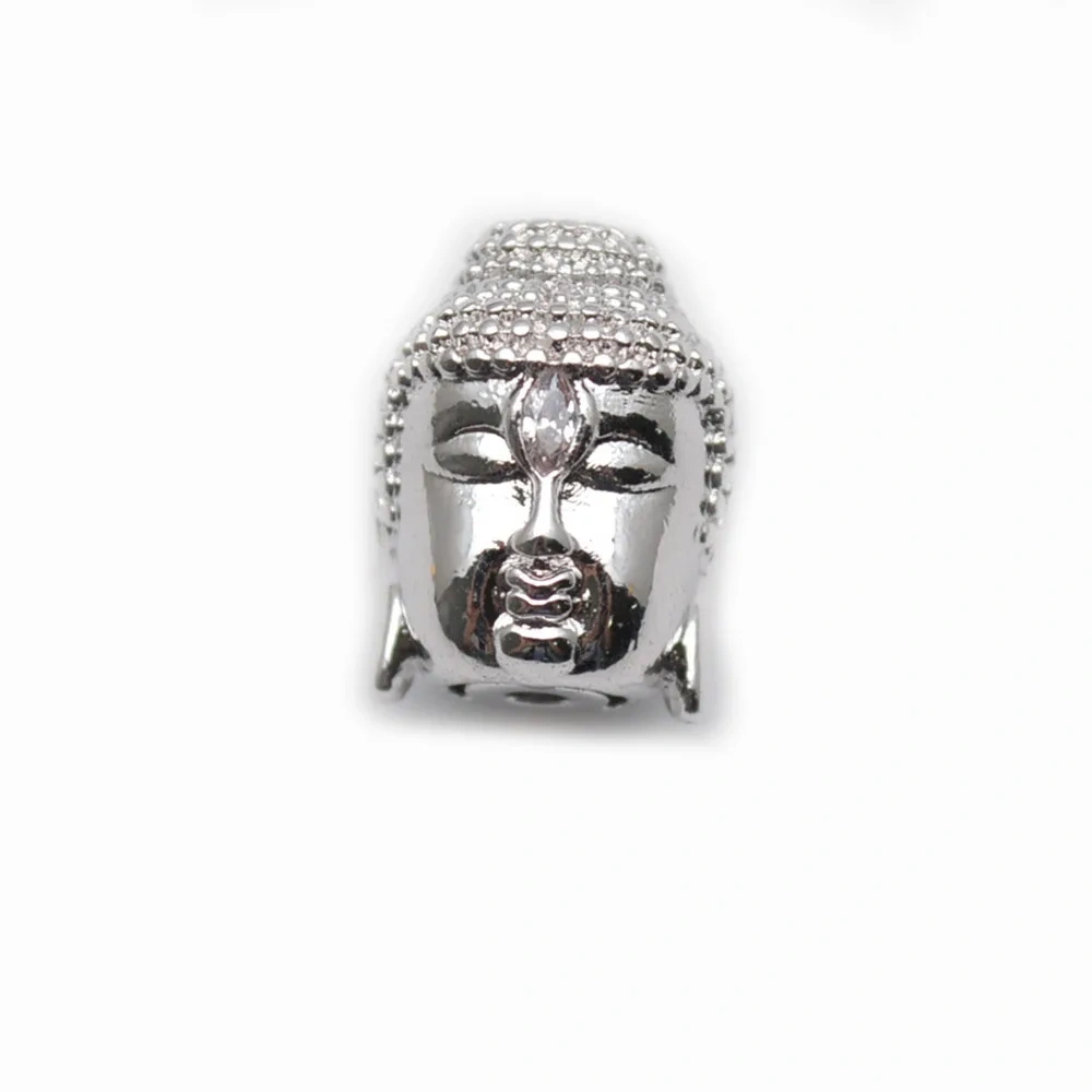 10x14mm Buddha Head Metal Copper Spacer CZ inlaied Loose Beads Multi Colors Charms DIY Jewelry Findings 20pcs/lot