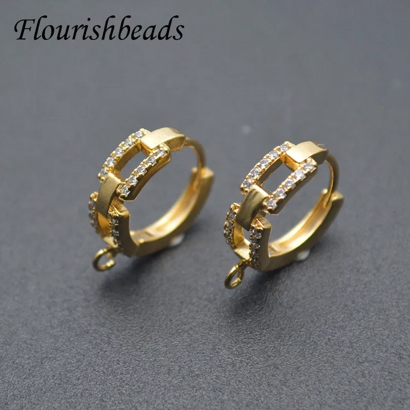 New Arrived Cubic Zircon Beads Paved Leverback Earring Hooks Clasp Accessories for Handmade Women Jewelry Making 20pcs/lot