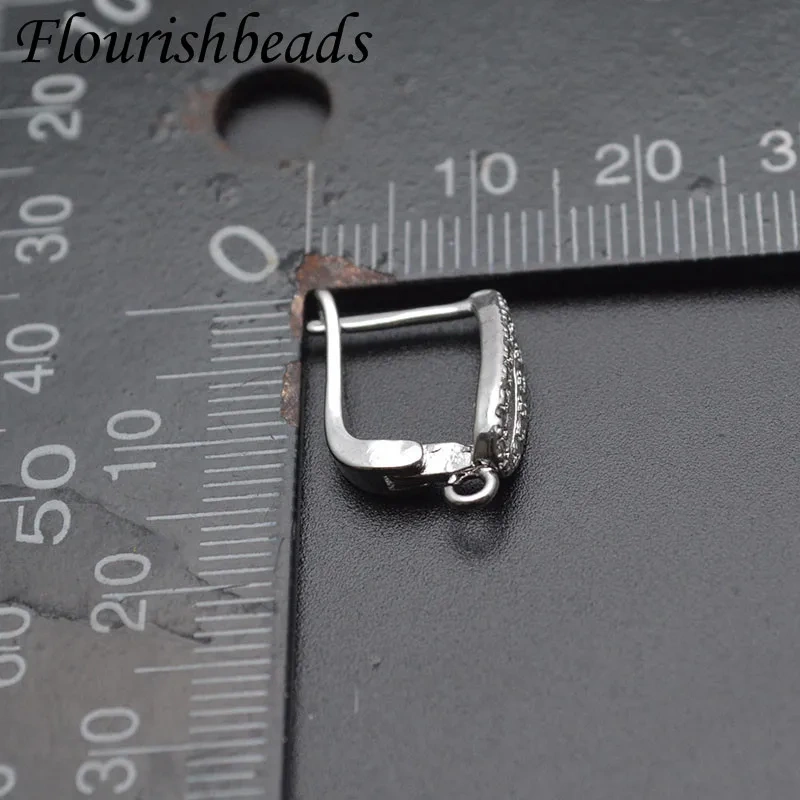 30pcs High Quality Nickle Free Gold Rhodium Color CZ Beads Paved Earring Hooks for Dangle Earrings Making Jewelry Findings