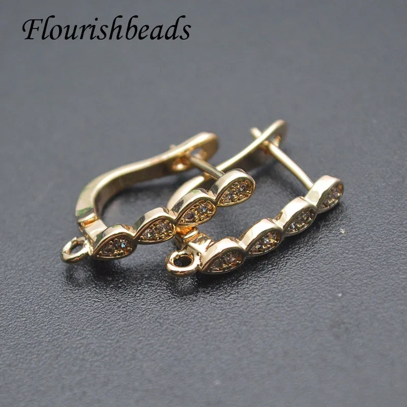 12x18mm High Quality Anti Fading CZ Beads Paved Earring Hooks for DIY Jewey Making Supplier 30pcs/lot