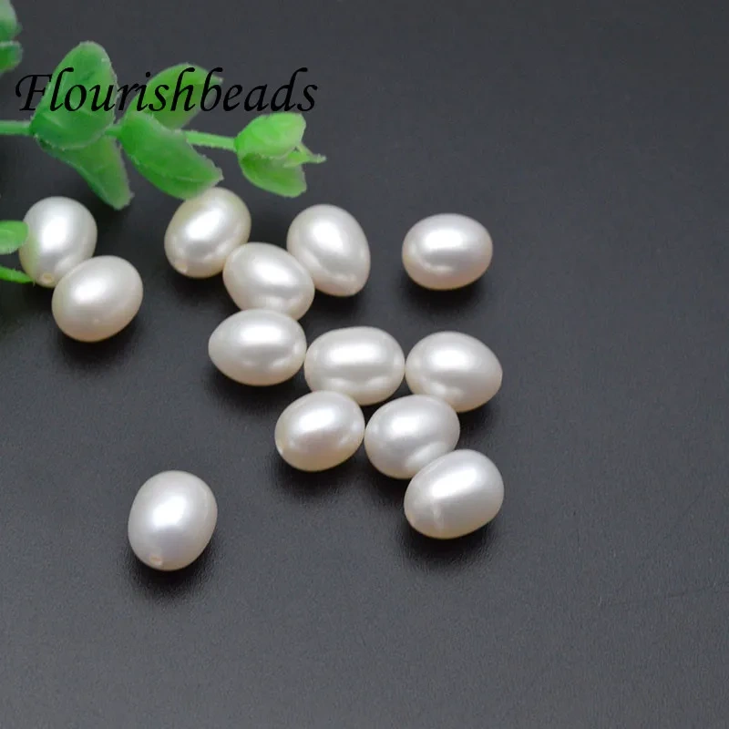8x10mm Natural Freshwater Pearls rice shape loose beads Half Drilled Hole Loose Beads For Jewelry Making DIY earring Necklace
