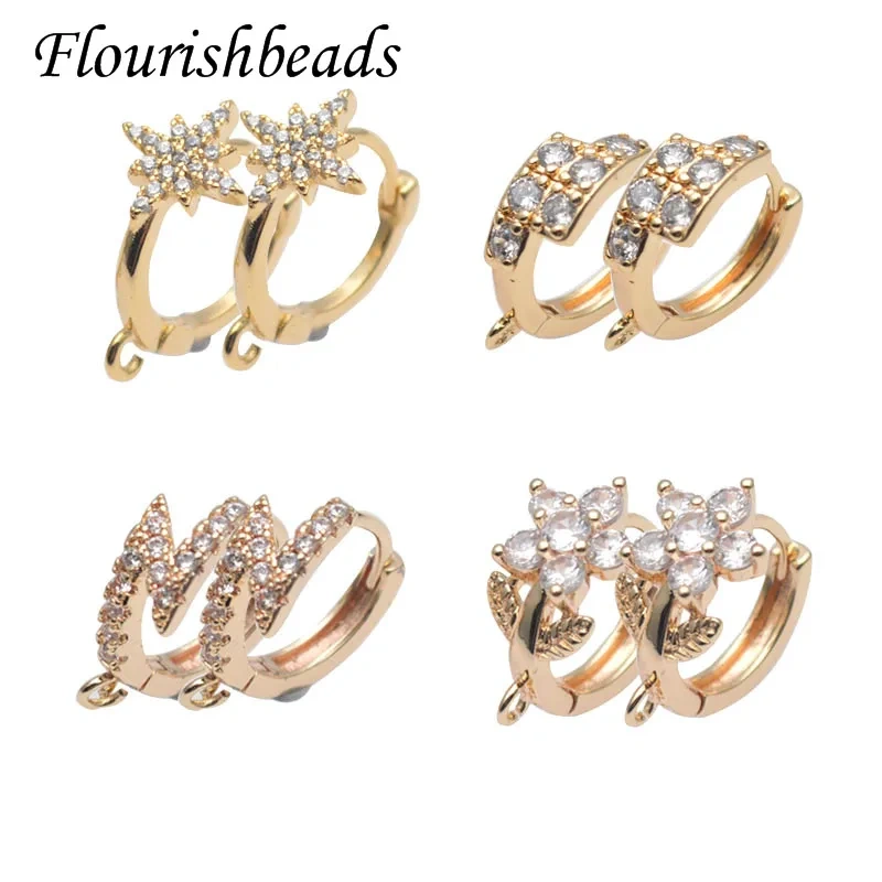 30pcs Jewelry Findings Gold Plating Nickel Free Flower Shape Earring Hooks Shvenzy Ear Wire for Women DIY Earrings Accessories