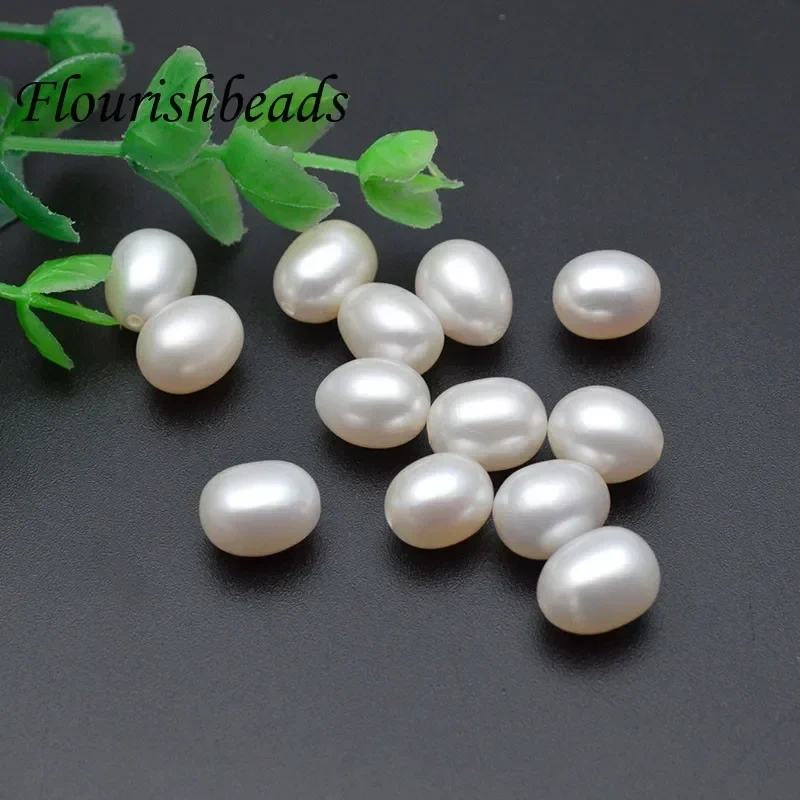 Rice Shape White Color Natural Freshwater Pearls Half Hole Pearl Loose Beads for DIY Earrings Pendant Jewelry Making  20pcs/lot