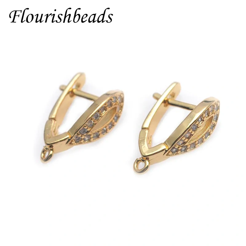 30pcs Cubic Zirconia Real Gold Color Brass Earring Hooks Earwire Accessories for Women Handmade DIY Juewelry Making Supplier
