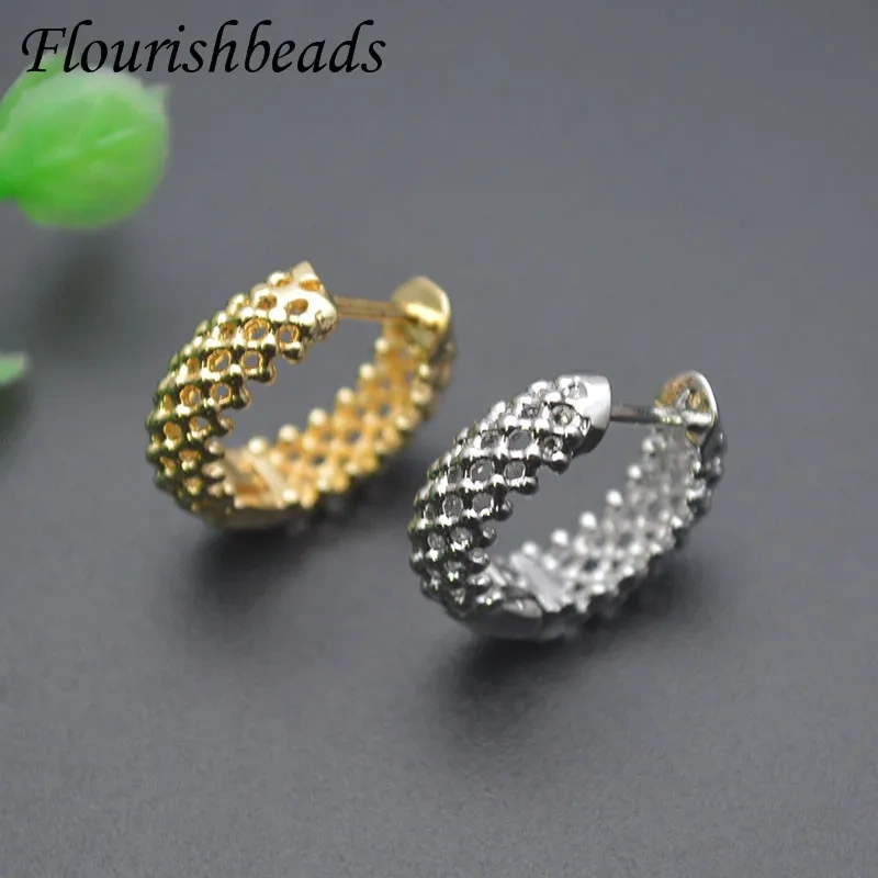 15mm New Style Copper Gold Plated Round Shape Earrings Women Girl Party Fashion Jewelry Supplies 30pcs