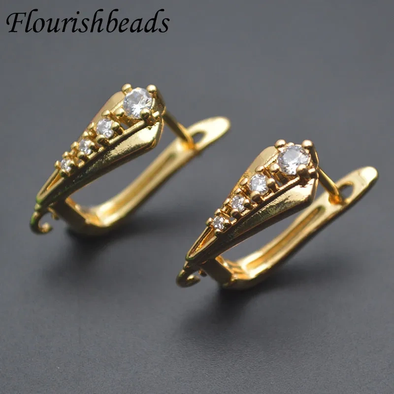 New Arrived 18k Gold Plated Women Handmade DIY Earring Accessories Copper Earring Hooks Clasp Supplies 30pcs/lot