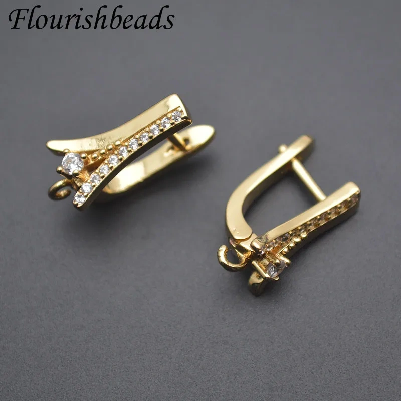 High Quality Gold Color Cubic Zirconia Leverback Earring Hooks Fasteners DIY Fashion Earrings Accessories 20pcs/lot