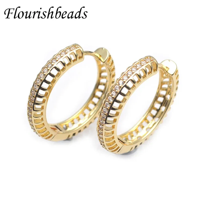 28x30mm Fashion Jewelry Neckel Free Gold Color Circle Round Hoop Earrings for Women Girls Trendy Metal Accessories