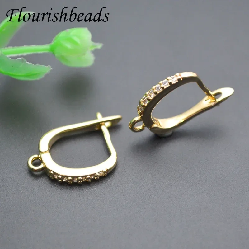 Flourishbead Handmade 18K Real Gold Plated Earwire Earring Hooks Clasp Accessories for DIY Nickel Free Jewelry Making 30pcs/lot