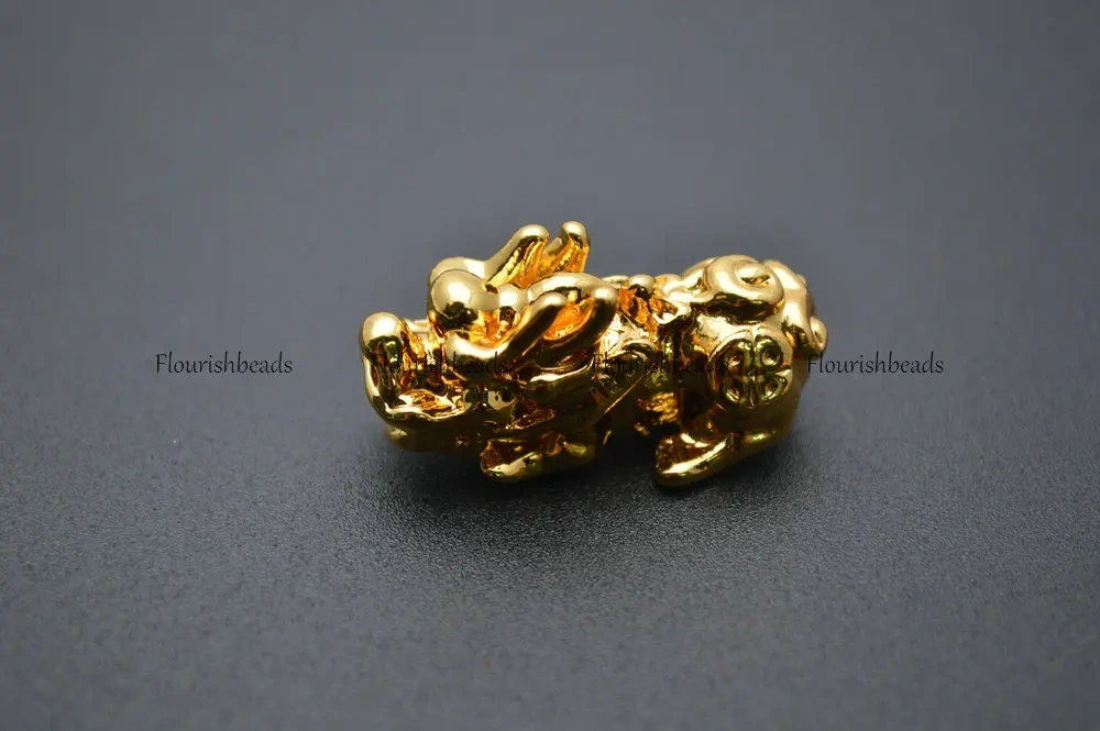 High Quality Anti-rust Gold Color Plating Lucky Money Pixiu 15x32mm Metal Bead Charms Fit Bracelet Making