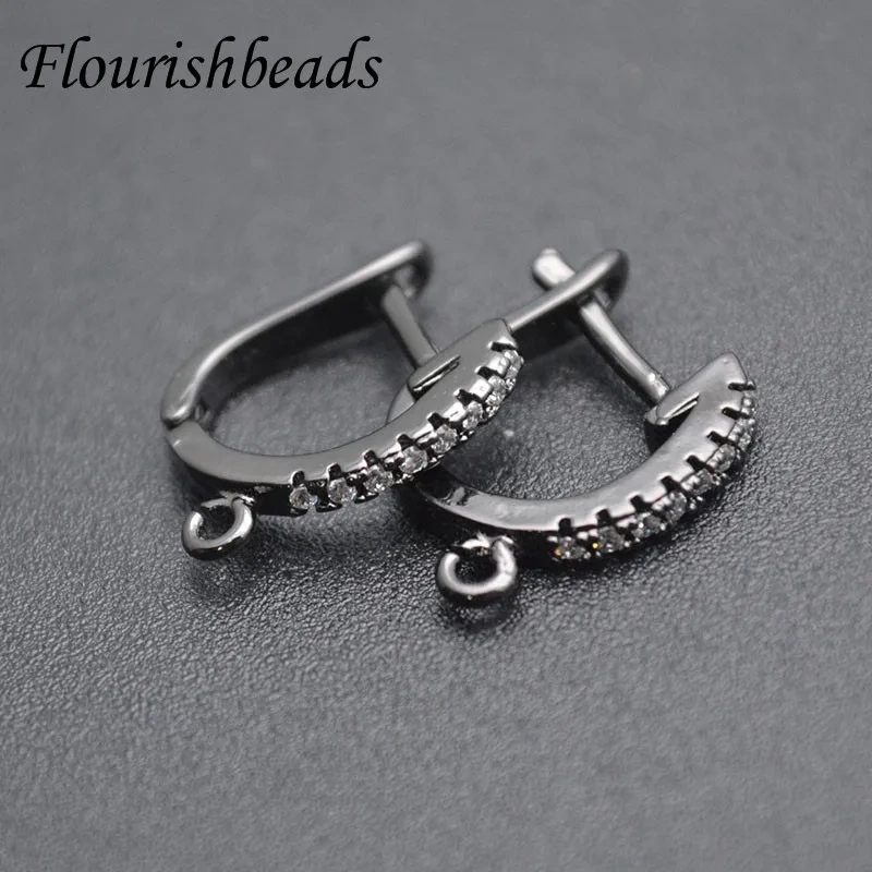 High Quality Metal Copper  CZ Paved Various Colors Earring Hooks DIY for Jewelry Making Supplier 30pcs/lot