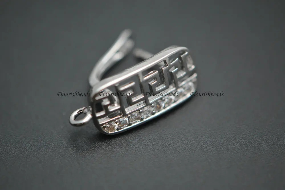 New Design Paved CZ Beads 9mm Width Metal Copper Hollow Out Earrings Hooks Jewelry Clasps Findings 30pc Per Lot
