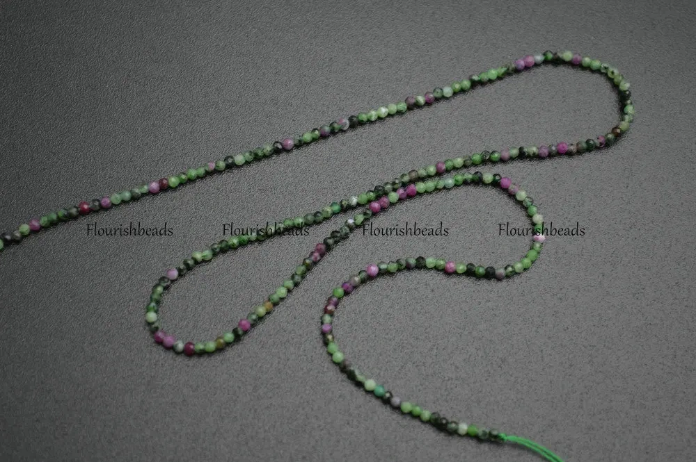 Wholesale 2mm Faceted Diamond Cutting Natural Ruby Zosite Stone Round Loose Beads