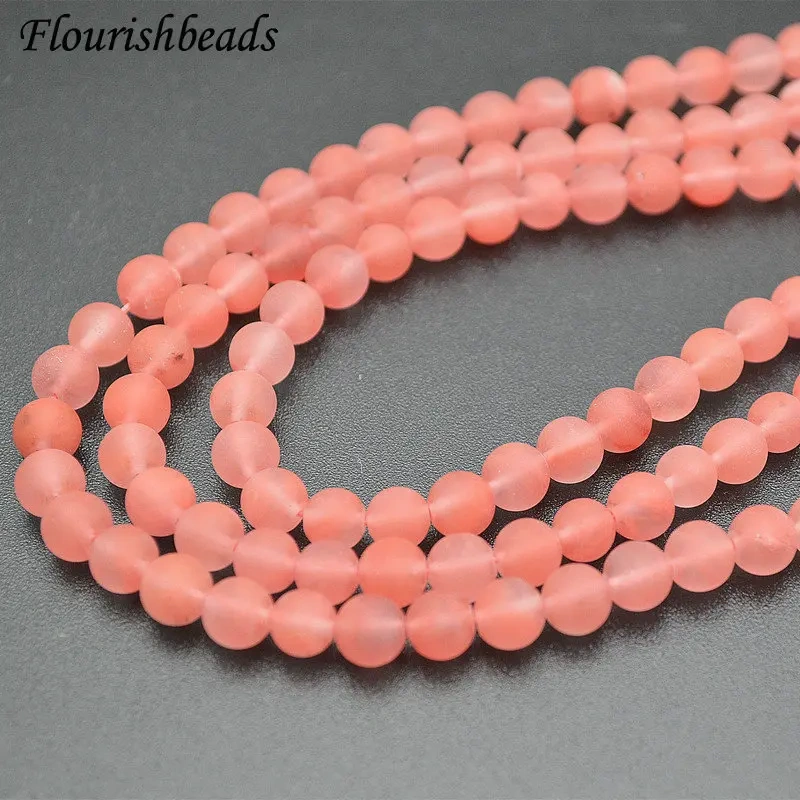 6mm 8mm 10mm Matte Stone Round Beads Natural Cherry Quartz Jewelry Making Earrings Necklace Stone Loose Beads 10 Strands