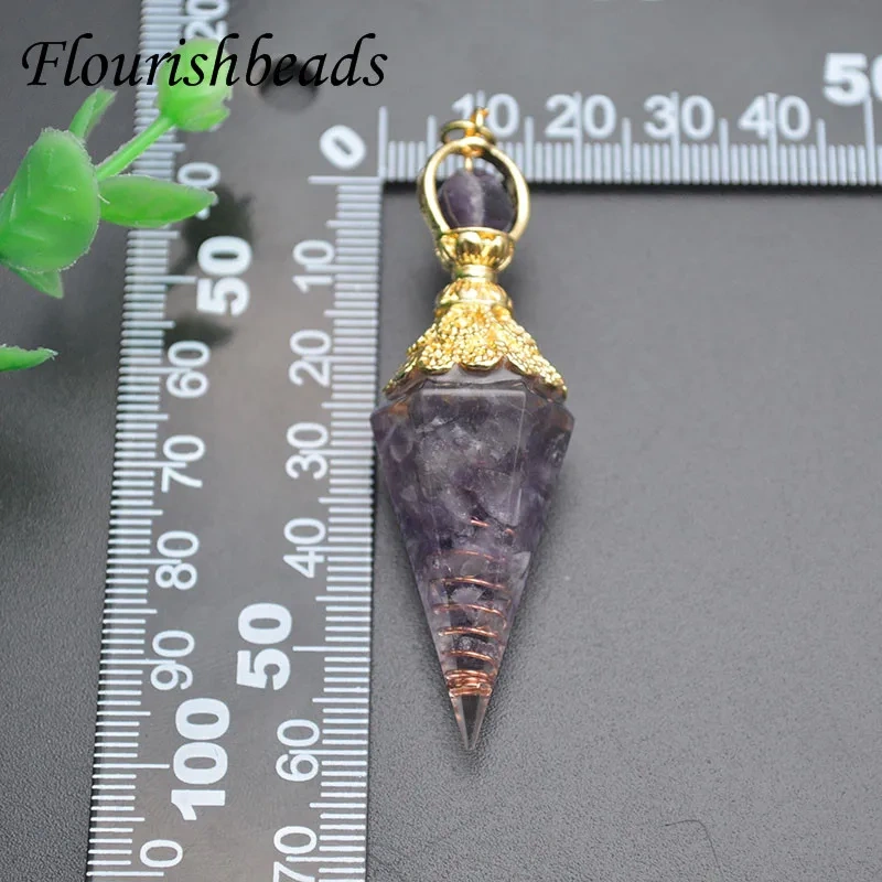 Quality Yoga Meditation Natural Stone Crystal Pendant Tourmaline  Amethysts Lapis Meditation Hexagonal Pendulum for Men Women