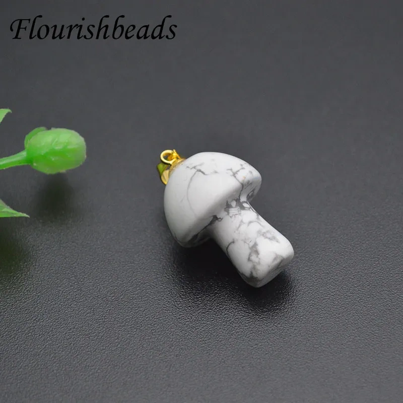 10pcs/lot Mix Natural Stone Quartz Crystal Amethyst Agates Mushroom Shape Pendant for DIY Jewelry Making Accessories