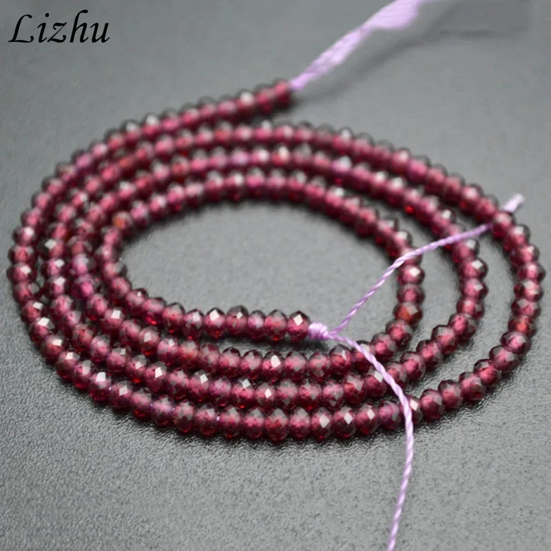 3mm Diamond Cutting Natural Garnet Faceted Stone Round Loose Beads for DIY Jewelry Necklace