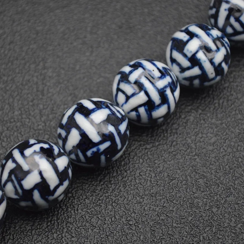 20mm Beautiful Various Patterns Blue and White Porcelain Round Loose Beads DIY Materials for Bracelet Necklace Jewelry 5strands