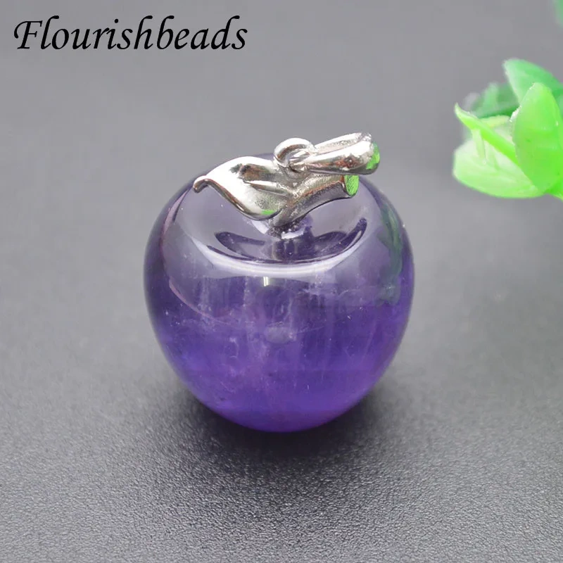 16x20mm Cute Apple Natural Stone Pendant Crystal Amethysts Aventurine Pendants for DIY Jewelry Making 5pcs/lot