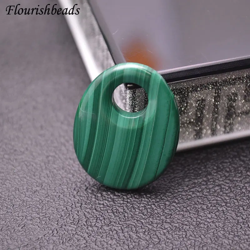 25x33mm Natural Malachite Gemstone Big Hole Oval Egg Shape Pendants Necklace Materials Classic Jewelry Party Gift DIY Stuff