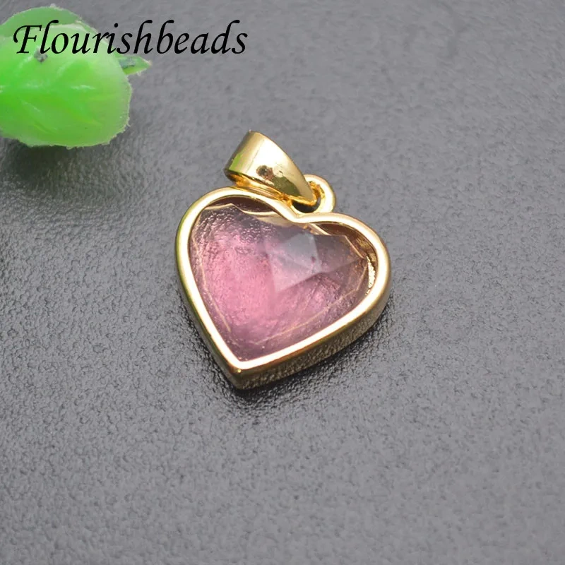 5pcs  Natural Stone Pendant Apatite Amethyst Sun Stone Heart Shape Charms DIY Earrings Necklace Accessories for Fine Jewelry