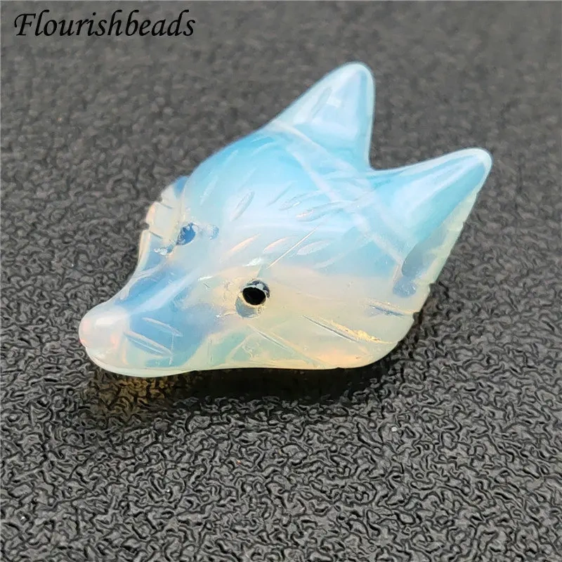 Natural Opal Stone Carved Fox Pendant Fit Necklace Making Increase Luck with The Opposite Sex Jewelry